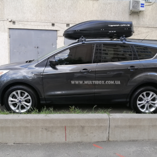 Автомобильный бокс Terra Drive 440 черный матовый, двухсторонний на Ford Escape / Kuga