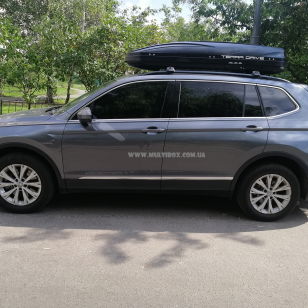 Автомобільний бокс Terra Drive 500 чорний матовий, двосторонній на Volkswagen Tiguan Allspace, чорний матовий