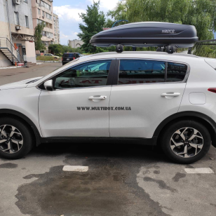 Якісний, сучасний автобокс Hapro Traxer 6.6 на кришу автомобіля Kia Sportage