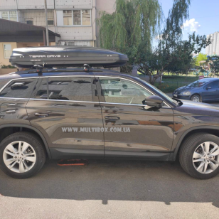 Автомобильный бокс Terra Drive 500 черный матовый, двухсторонний на машину Skoda Kodiaq