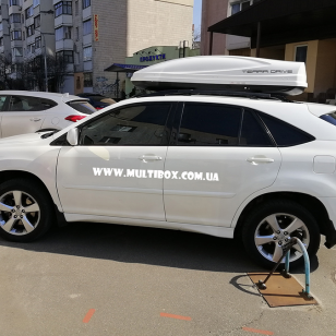 Автомобільний бокс Terra Drive 480 білий глянцевий, двосторонній на Lexus RX