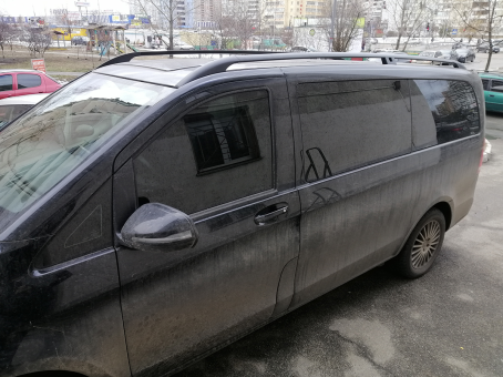 Рейлинги на крышу Mercedes Vito / Viano (W639) 2003-2014, V-Class (W447) 2014&rarr; Gold Black (металические ножки) - Короткая база - фото 12