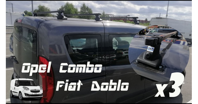 Багажник Cruz усиленный для Opel Combo L2H2 2012-2018; Fiat Doblo Maxi 2010-2022 в штатные места (3 дуги) - фото 1